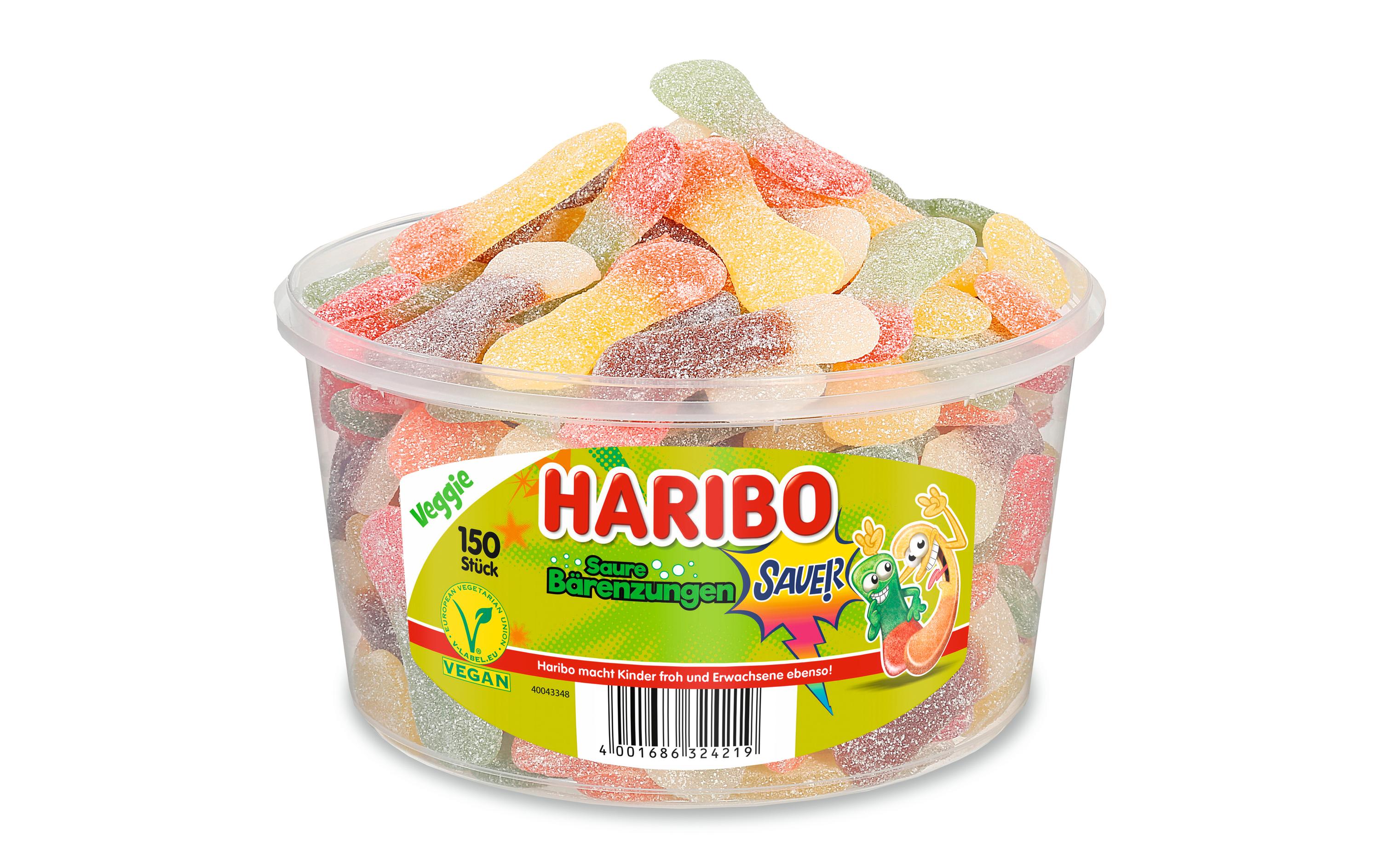 Gummibonbons Saure Bärenzungen vegan 150 StückGezuckerte Fruchtgummis
