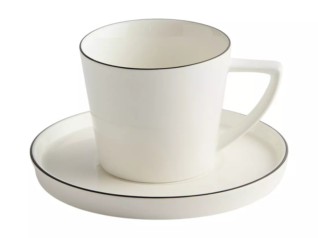Tasse Avec Soucoupe Rimo Noir Moyen 8.3 x 14.8