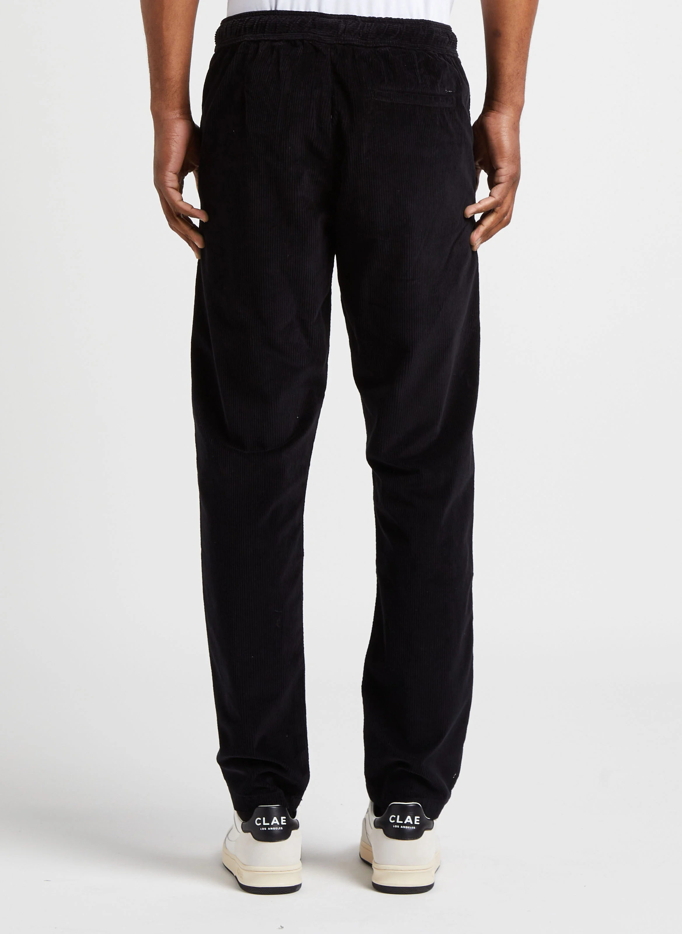 Pantalon droit velours côtelé en coton mélangé | Noir