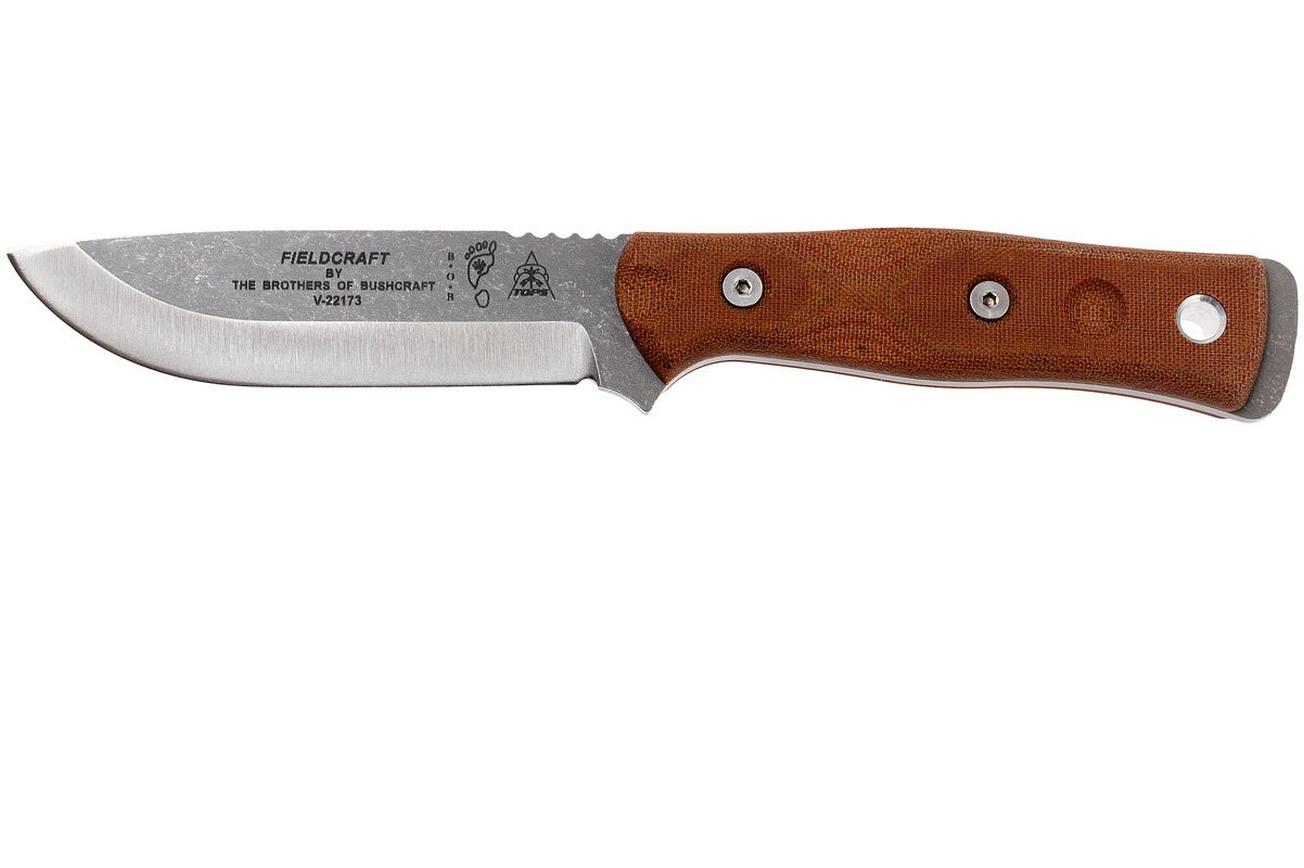 TOPS Knives B.O.B. Fieldcraft Brown Micarta, tumbled finish BROS-TBF