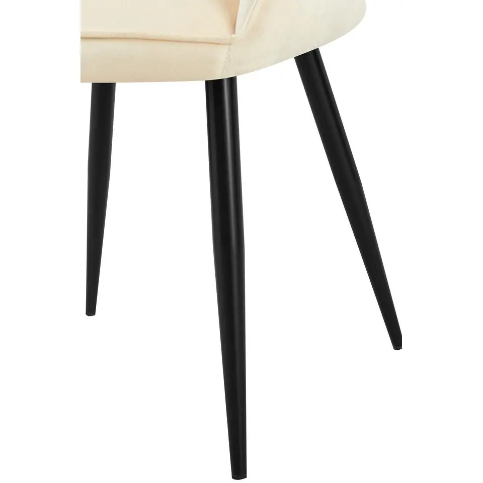 CLP Eetkamerstoel Boise mat zwart Frame - Fluweel - creme