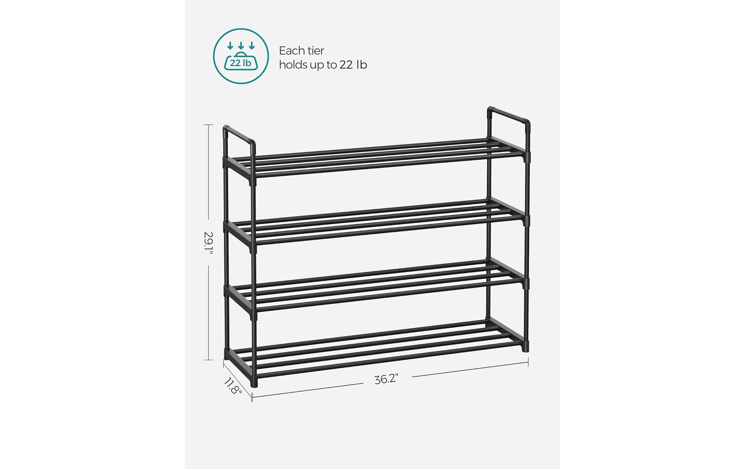 Schuhregal 92 x 74 cm, SchwarzSchuhgestell mit 4 Ablagen