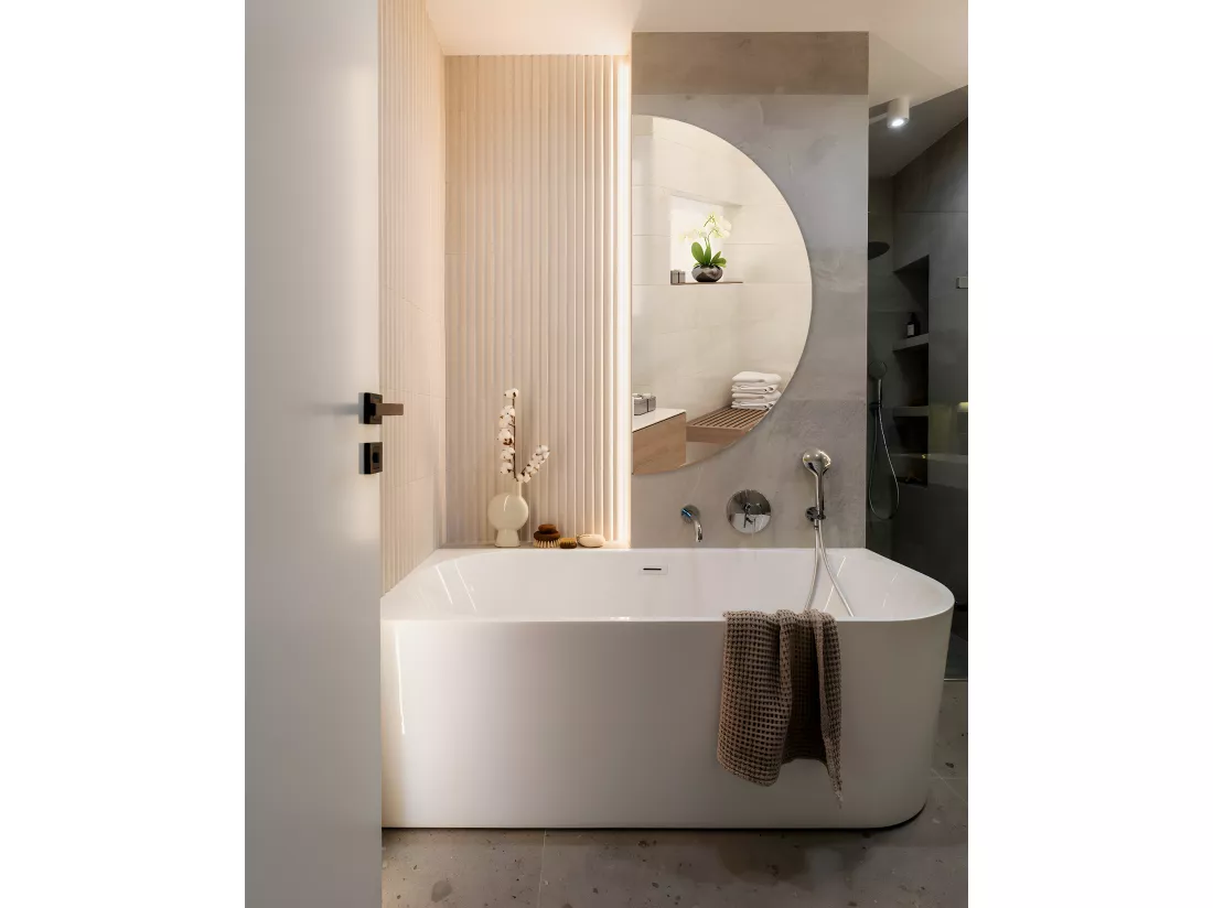 Miroir Suspendu Demi-Cercle pour l'Entrée 1/2 Ø80