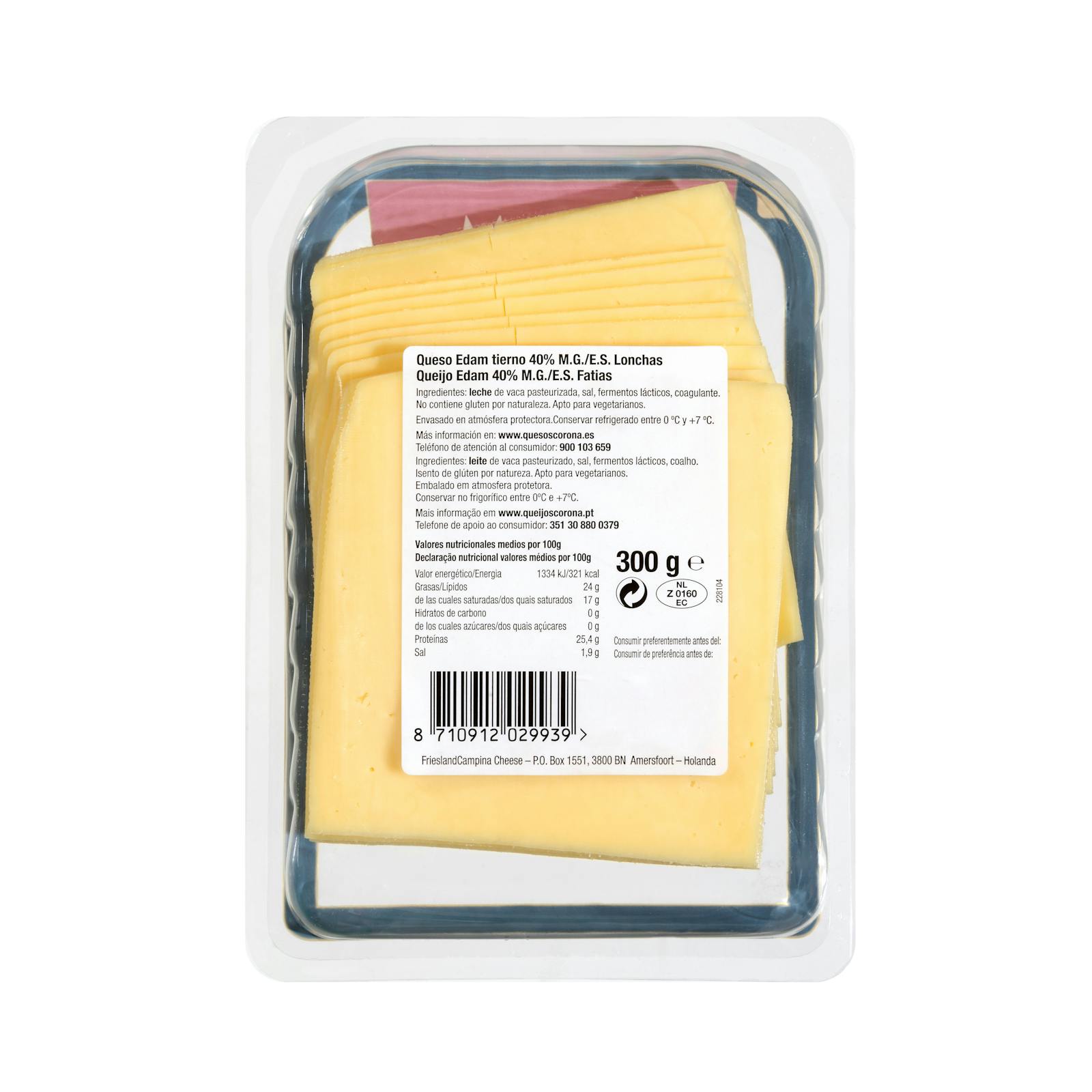 Tranches de fromage Edam de vache Holland Corona