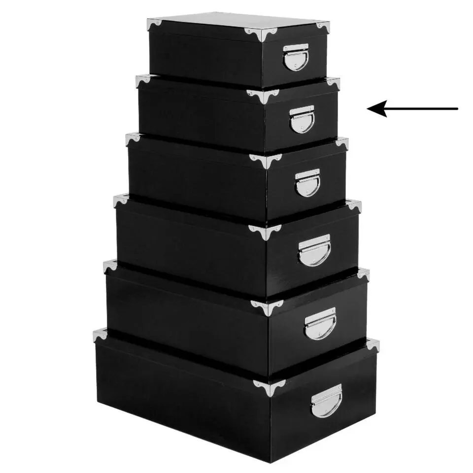 5Five Opbergdoos/box - zwart - L32 x B21.5 x H12 cm - Karton