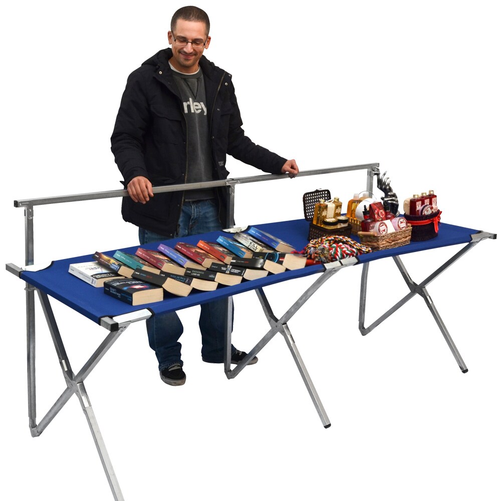 Faltbarer Verkaufsstand mit höhenverstellbarer Kleiderstange Metall Flohmarkt-Tisch ca.205x67cm Bla