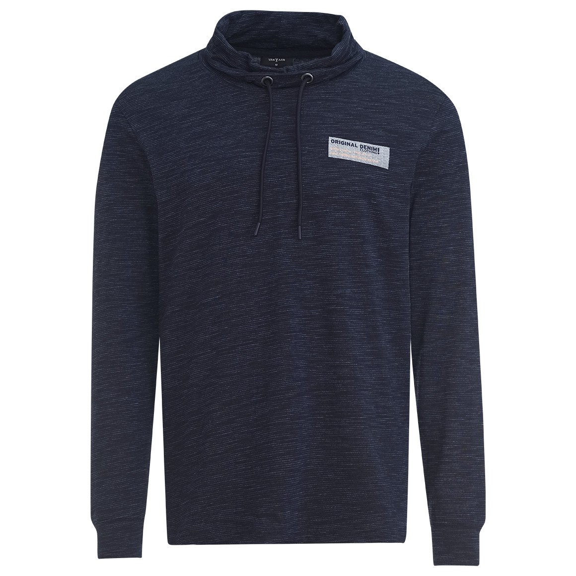 VanVaan Denim Herren Langarmshirt mit Schalkragen dunkelblau