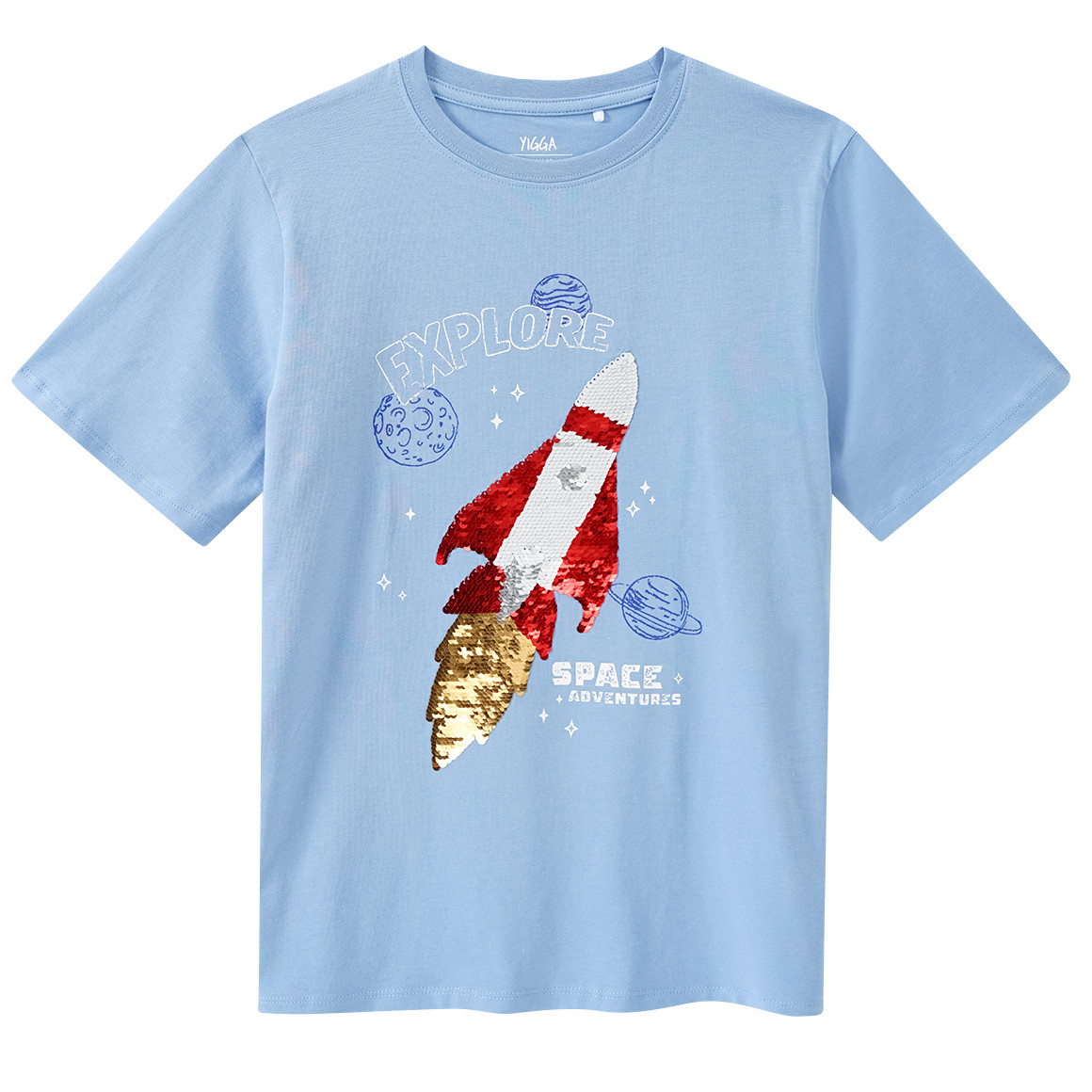 Yigga Jungen T-Shirt mit Wendepailletten hellblau
