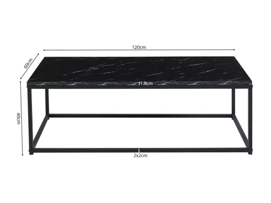 Table basse EWING effet marbre noir, idéal pour un salon unique