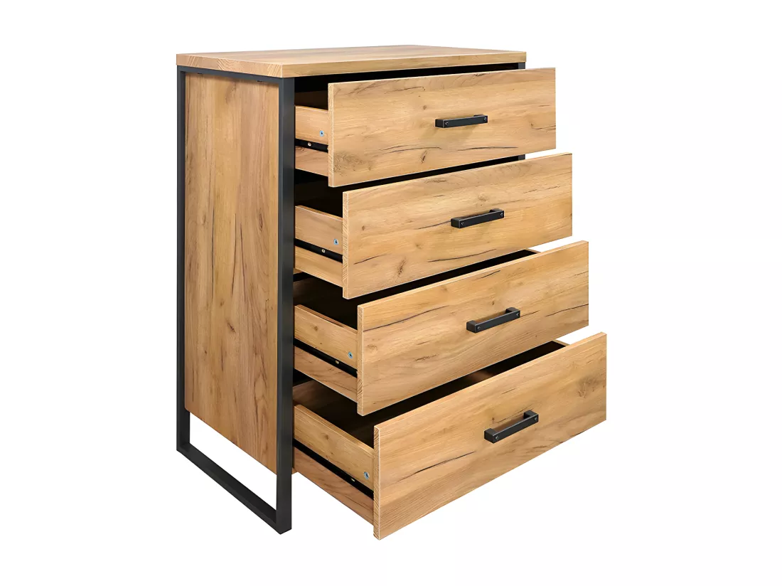 Commode 4 tiroirs pieds métal Ron