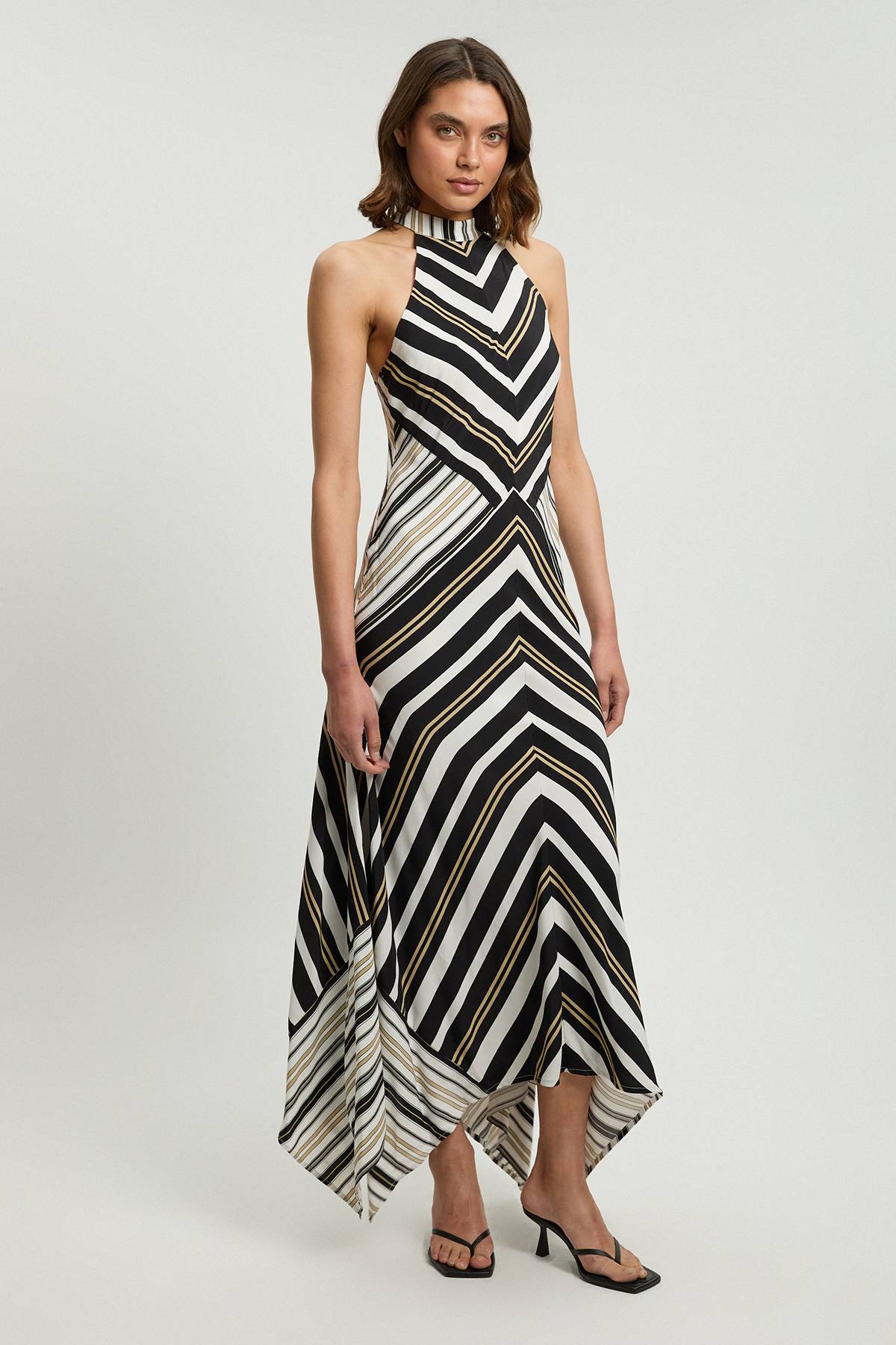 KarenMillen Robe Maxi Dos Nu À Rayures Contrastées En Viscose Petite