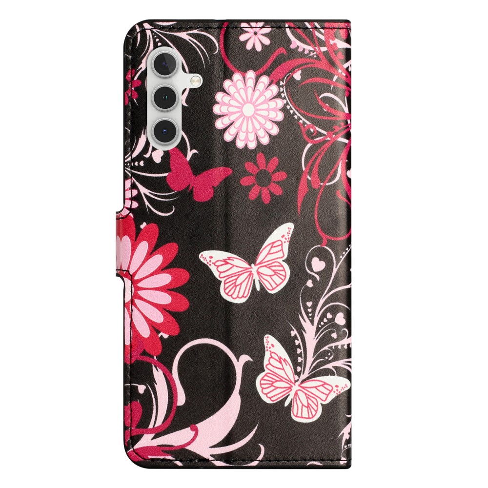 Samsung Galaxy A55 Leder Tasche - Blumen & Schmetterlinge