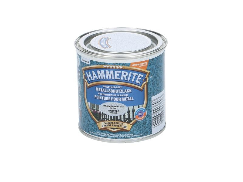 Hammerite Metall-Schutzlack HS Silber, 250 ml Rostschützende Lackierung mit Hammerschlag Effekt