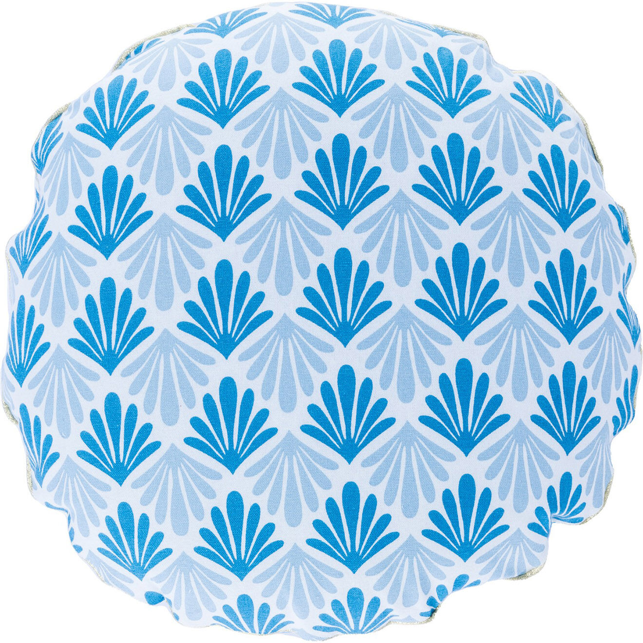 Febronie Coussin rond d'extérieur Bonbon Peacock bleu - D. 43cm