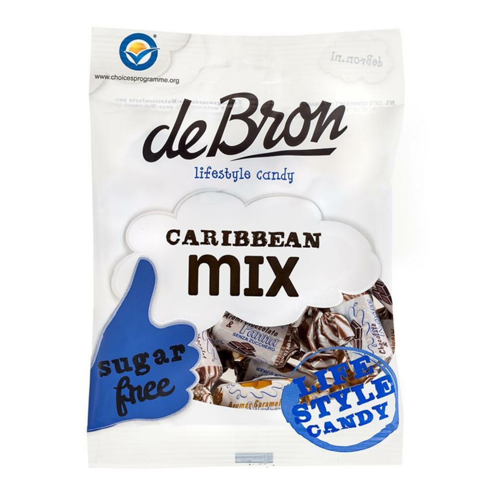 12x De bron Suikervrije Caribbean Toffeemix 90 gr