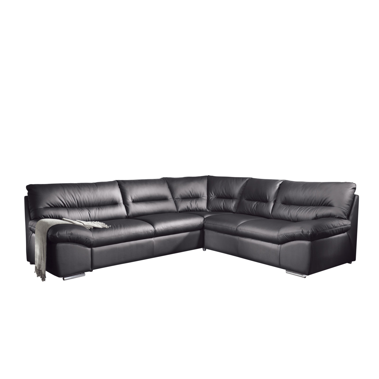 Ecksofa - schwarz - Kunstleder - Liegefunktion links