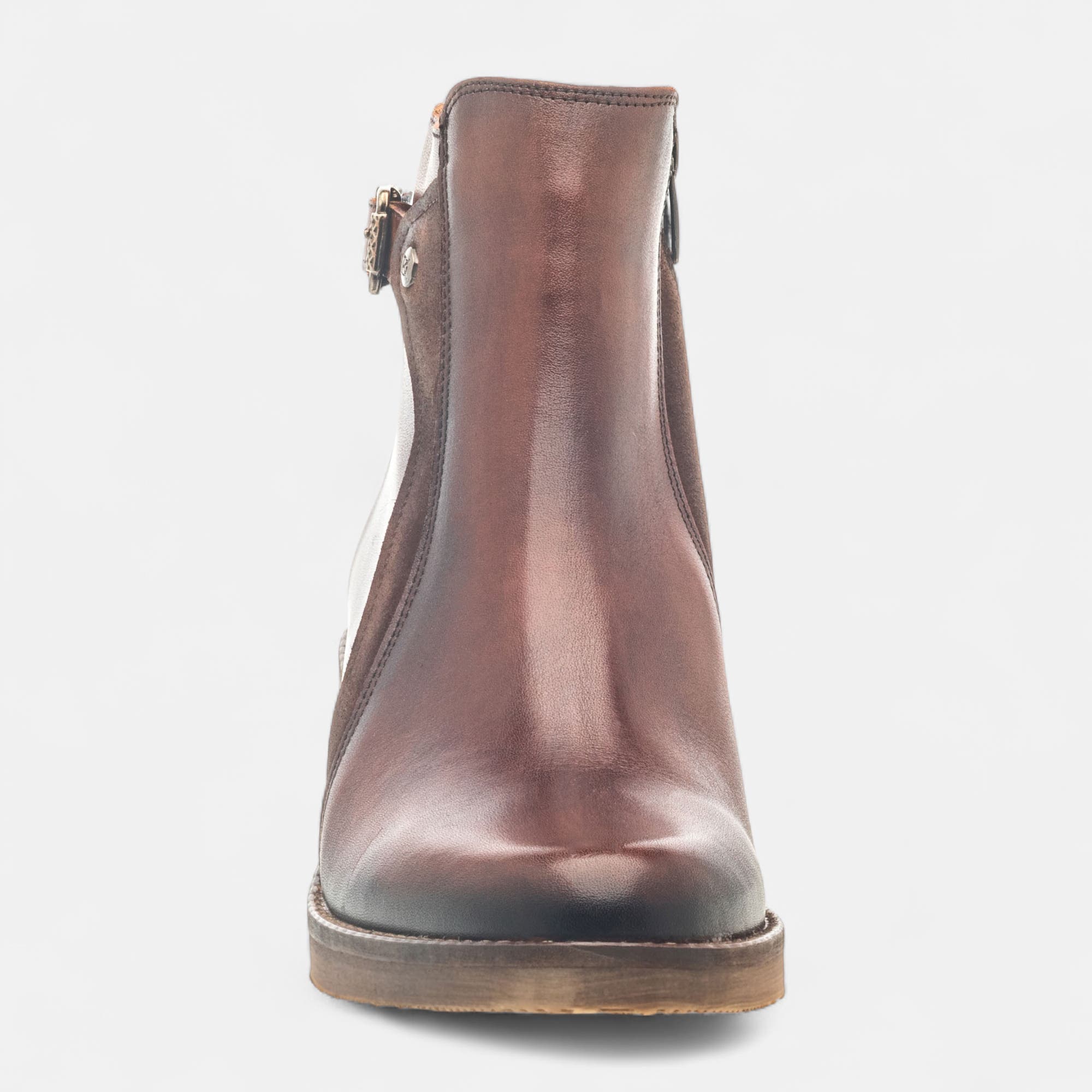 Bottines à talon Femme en cuir cognac