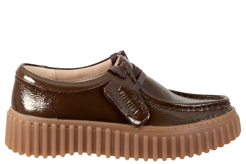 CLARKS TORHILL BEE DARK BROWN PATENT SHOE