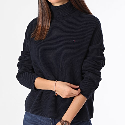 Pull Col Roulé Femme Cardigan Stitch 9902 Bleu Marine
