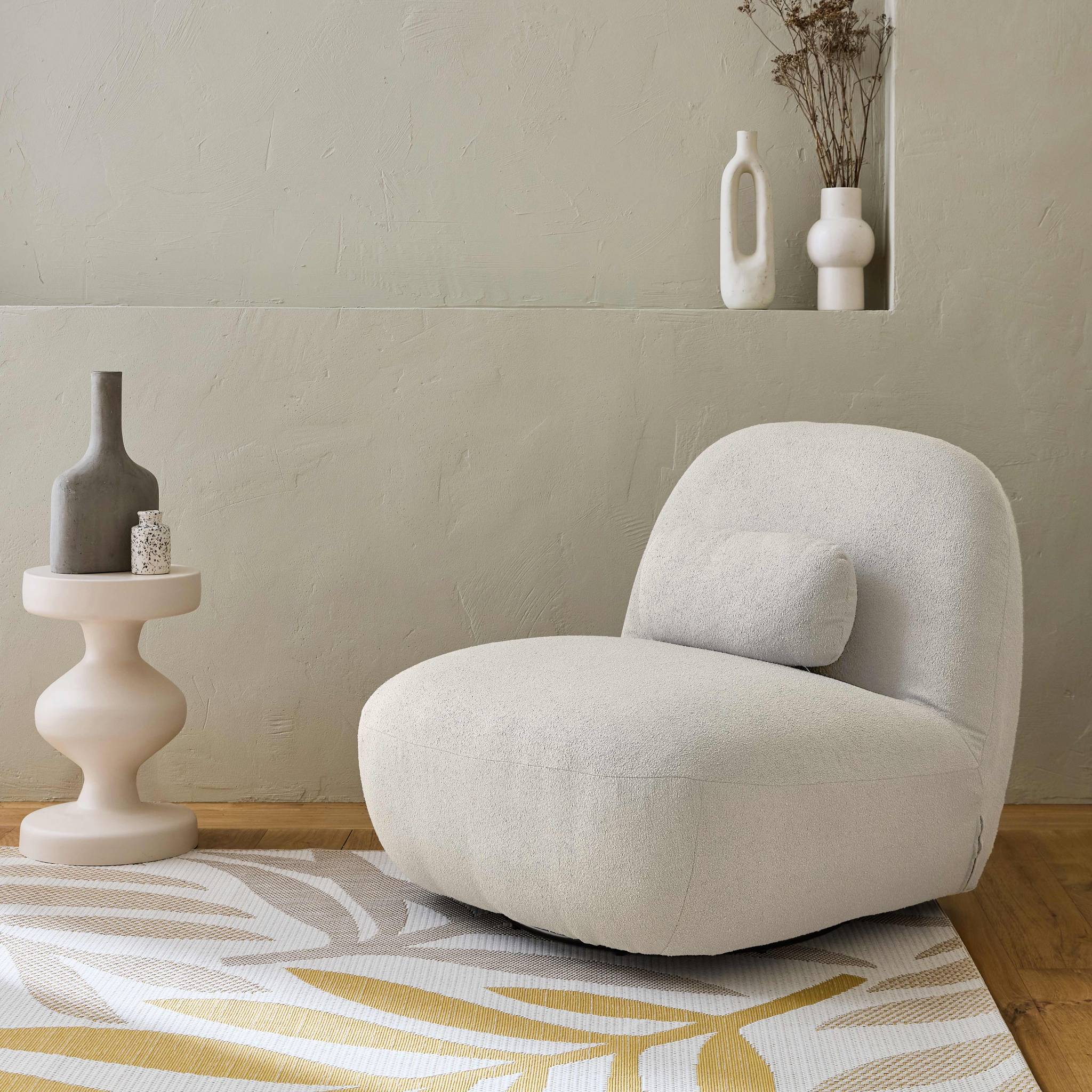 sweeek - Draaiende fauteuil 360Â° met gestructureerde bouclette en