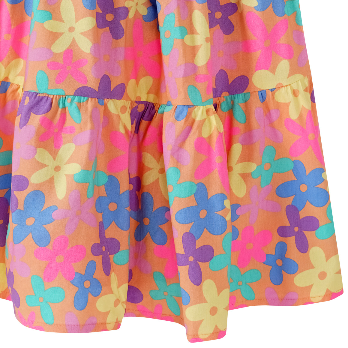 Topolino Mädchen Kleid mit bunten Blumen hellorange / bunt