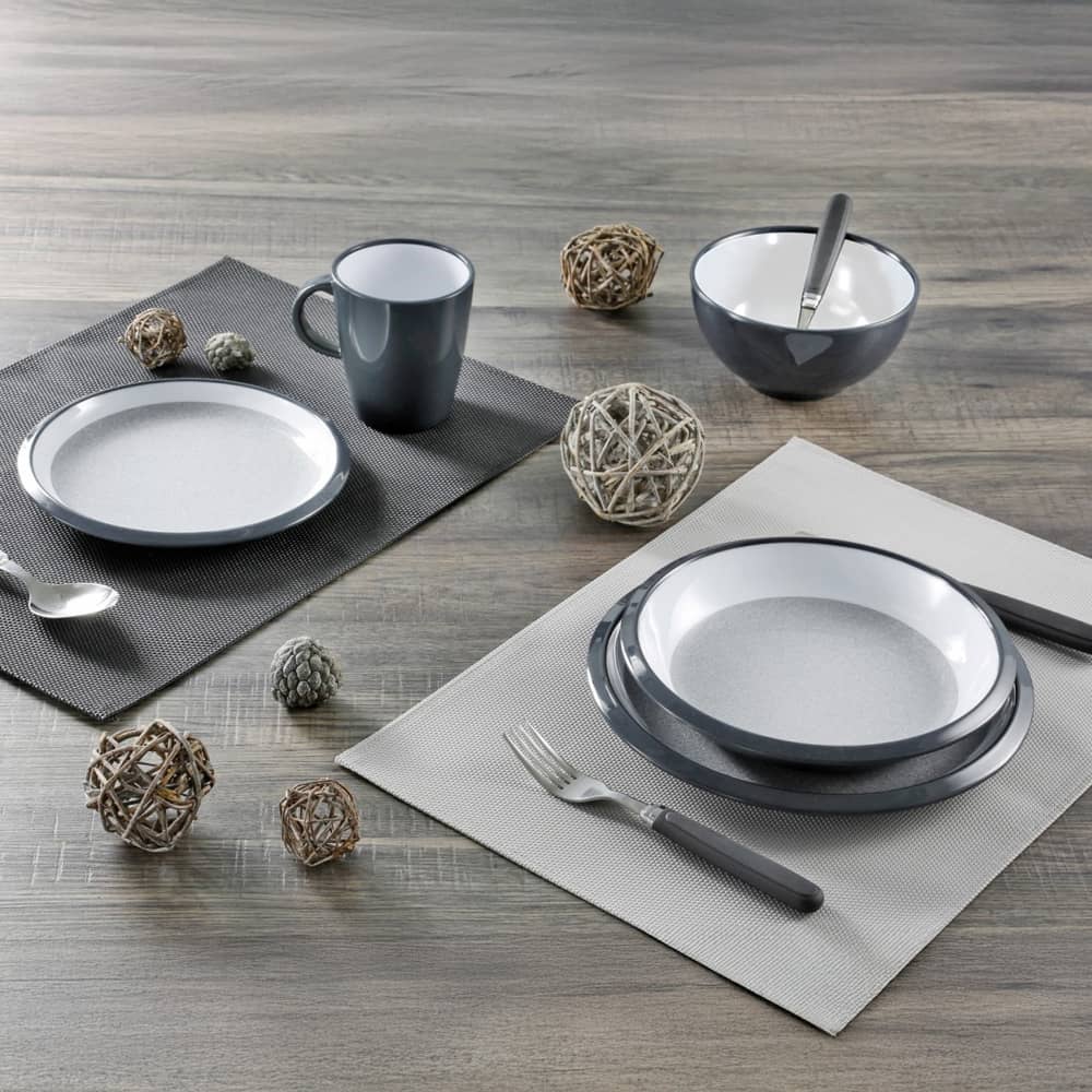 Lot de vaisselle Brunner 8 pièces Granyte mélamine Tête-à-Tête