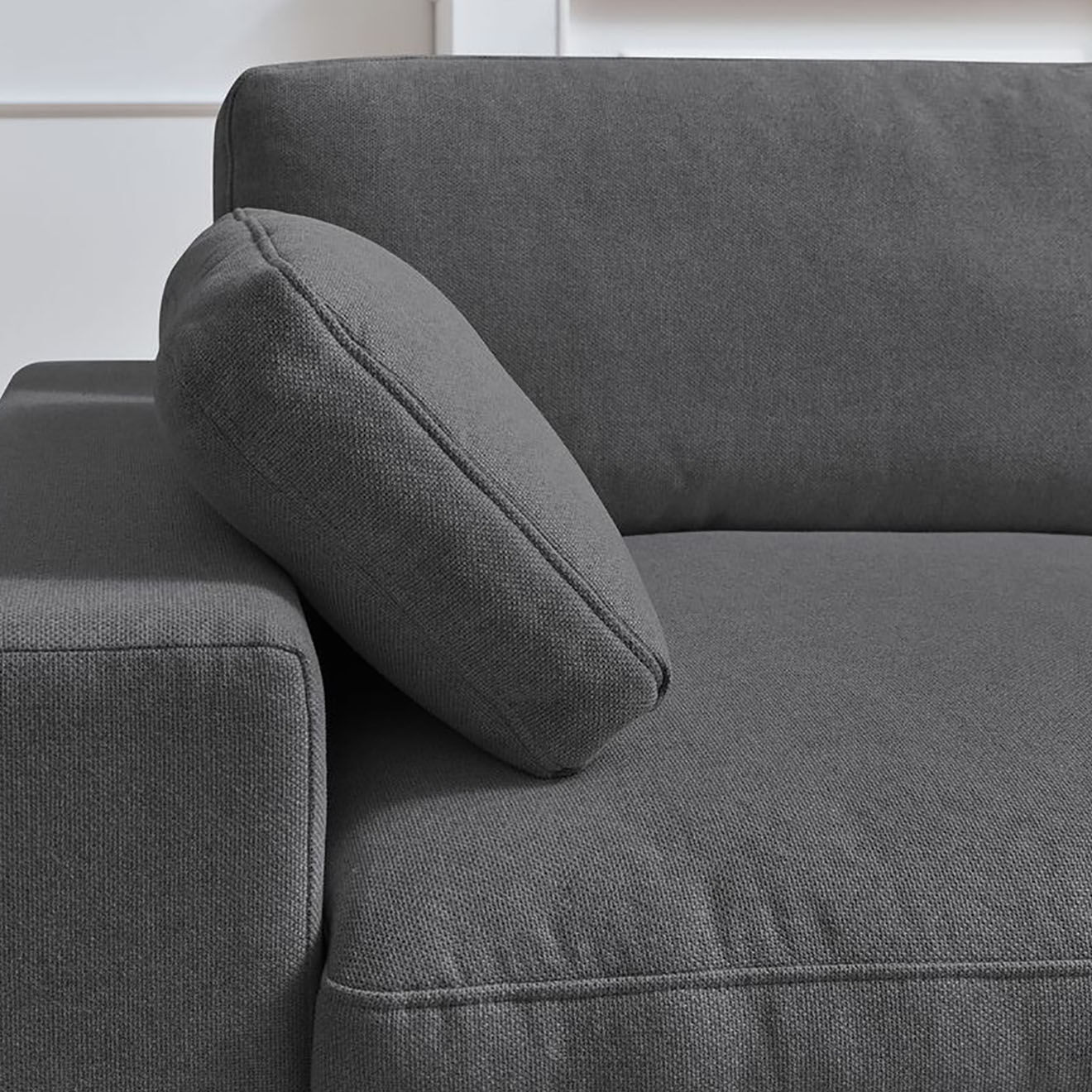 Bobochic Canapé droit fixe 4 places Belair gris foncé - 280x93x80 cm
