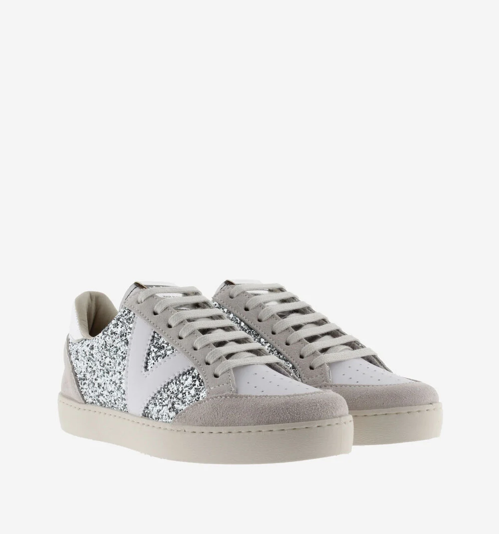 BERLÍN GLITTER Baskets argentées pour femme PLATA