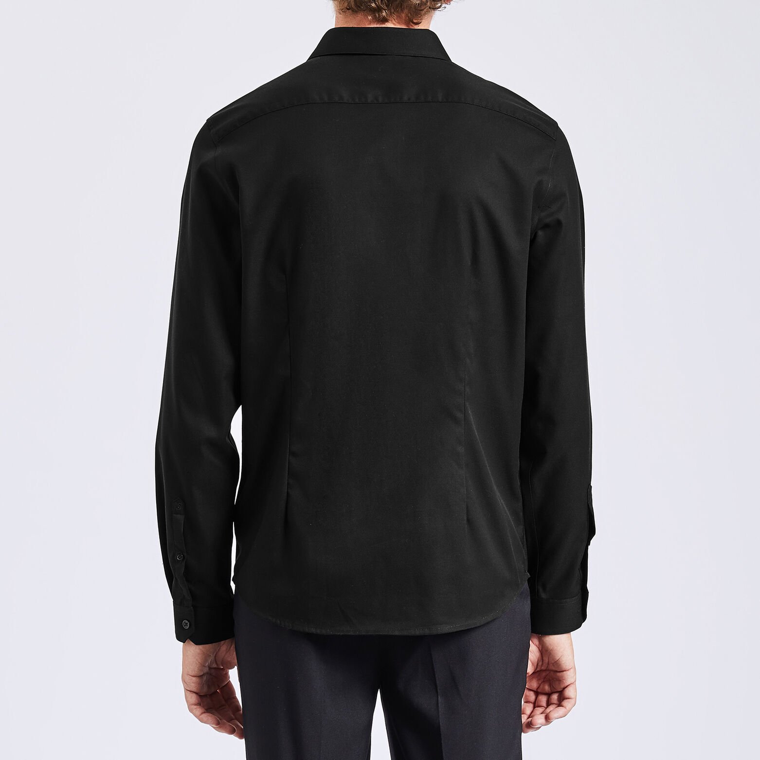 Chemise slim sans repassage unie coton Noir