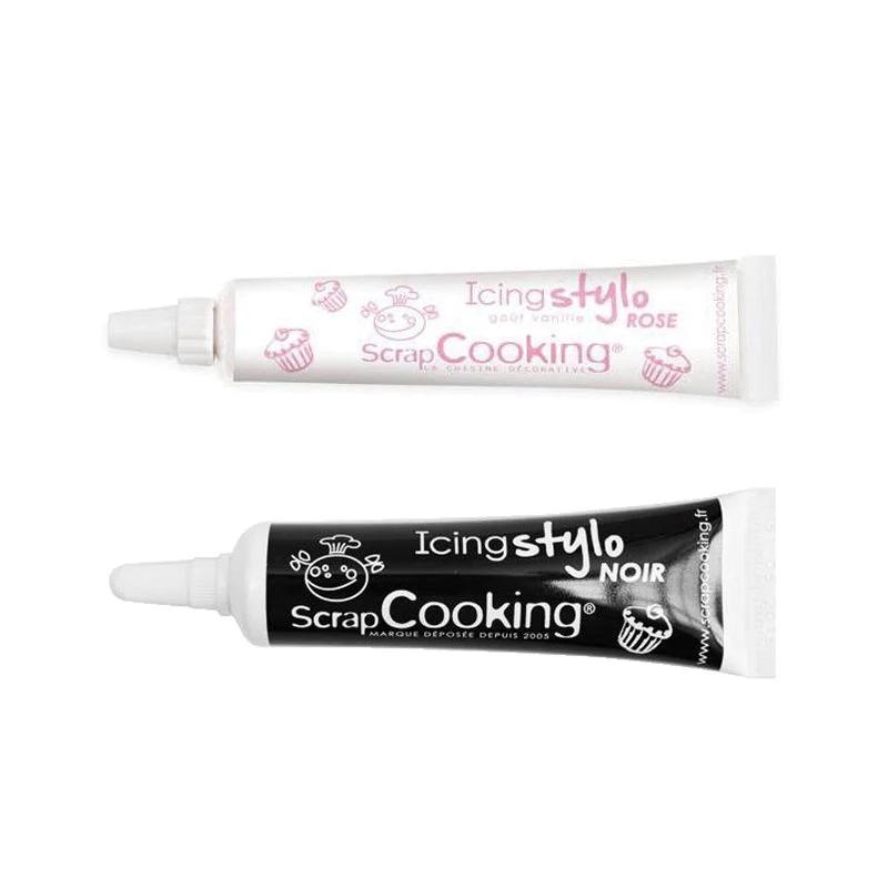 2 stylos de décoration gâteau - rose & noir Scrapcooking