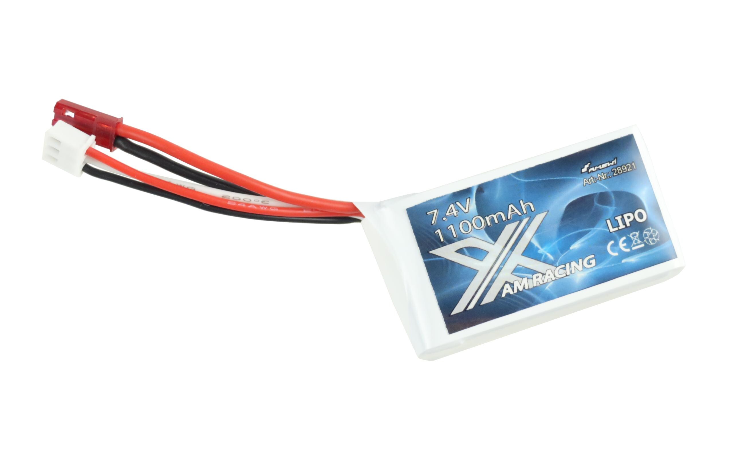 RC-Akku LiPo 1100 mAh 7.4 V 30CSoftcase 2S LiPo Akku mit JST BEC Stecker