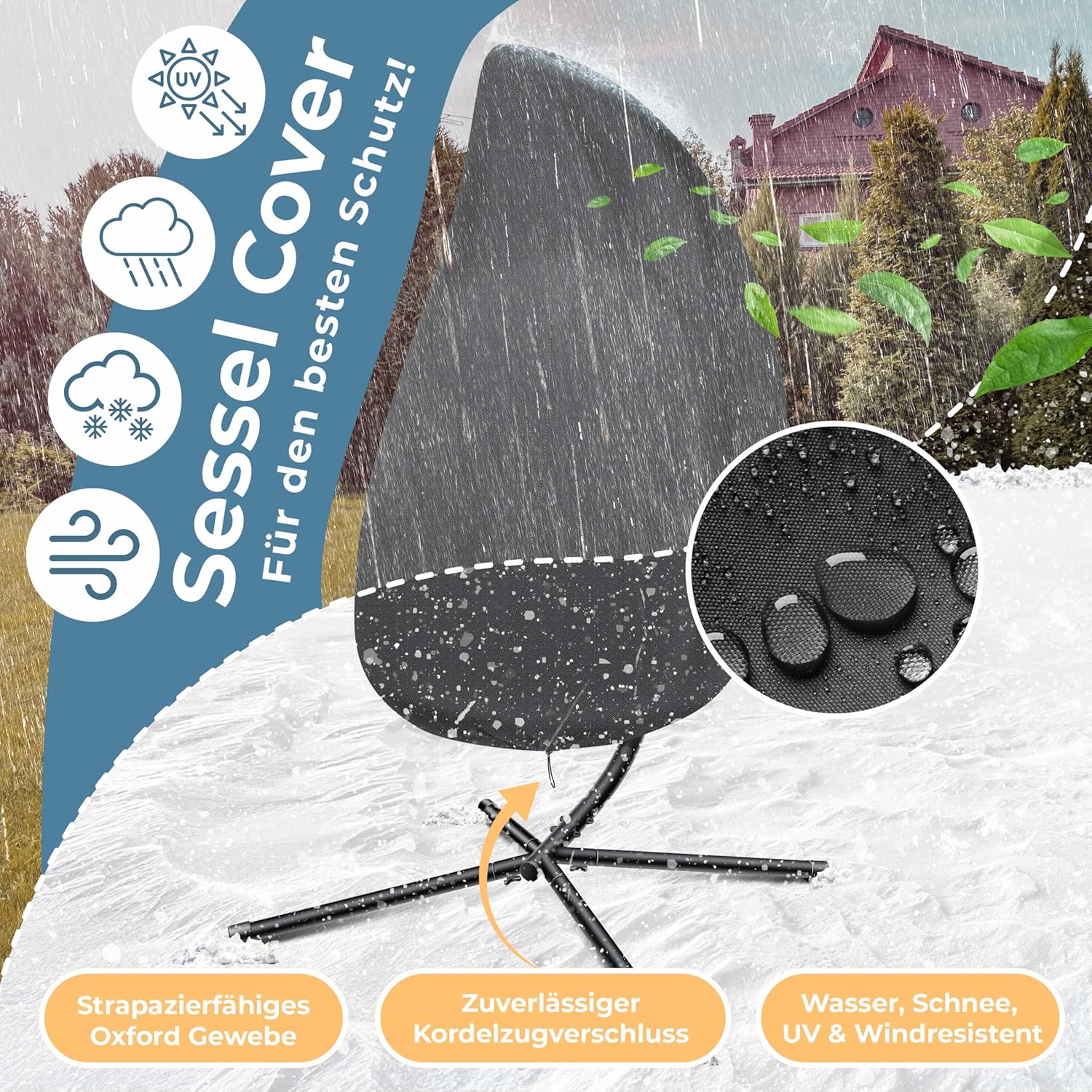 KESSER® Hängesessel Jungle mit Gestell Stahl Hängekorb Sessel Großen Kissen + Decken Halterung + Cover Hängeschaukel Hängesitz Indoor - Outdoor Schaukel Hängestuhl für Kinder und Erwachsene, Grau