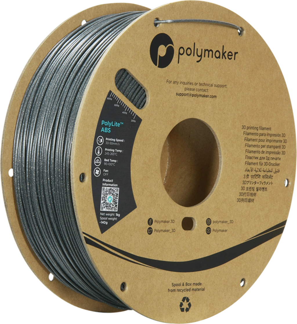 Polymaker  PolyLite ABS Galaxy Dark Grey, 1,75 mm / 1000 g    Außergewöhnliche Qualität mit PolyLite ABS