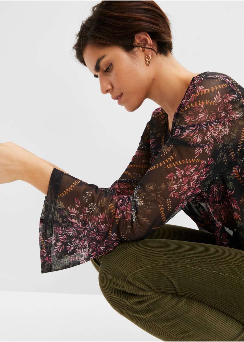 T-shirt en mesh avec ruchés