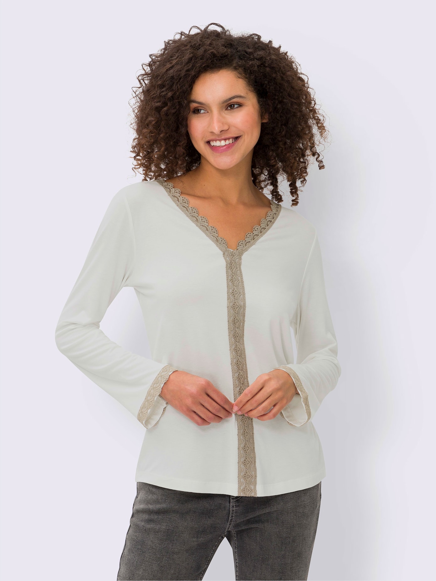 T-shirt empiècement en dentelle
