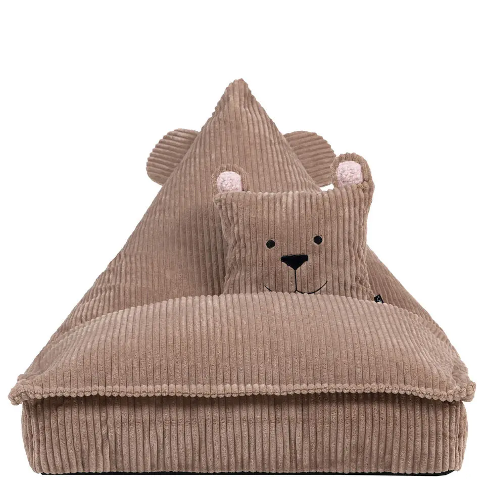 icon - Kinderzitzak Stoel Teddybeer - Ribfluweel - Bruin
