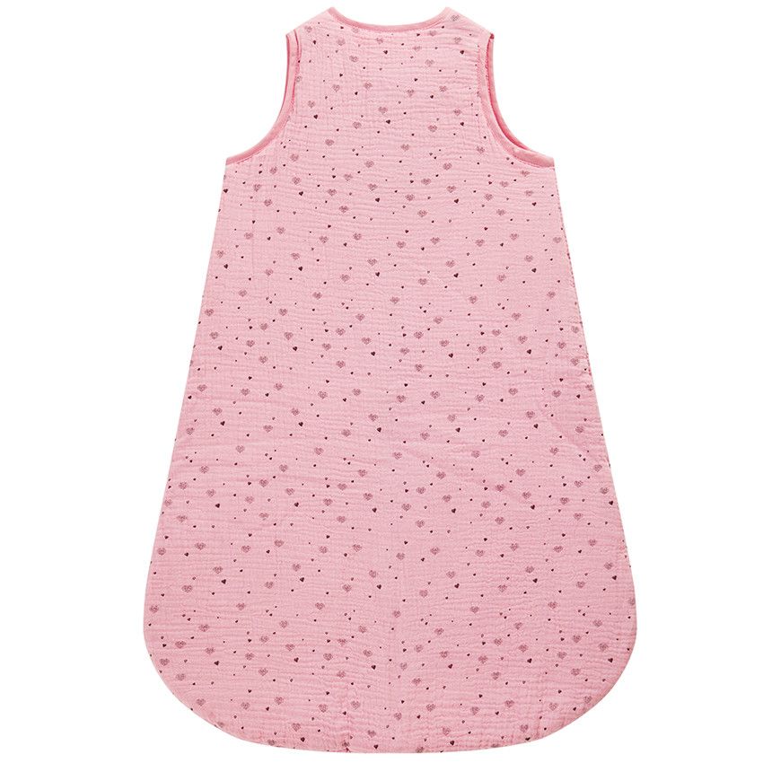 Gigoteuse TOG 2 imprimé cœurs en gaze de coton - Rose