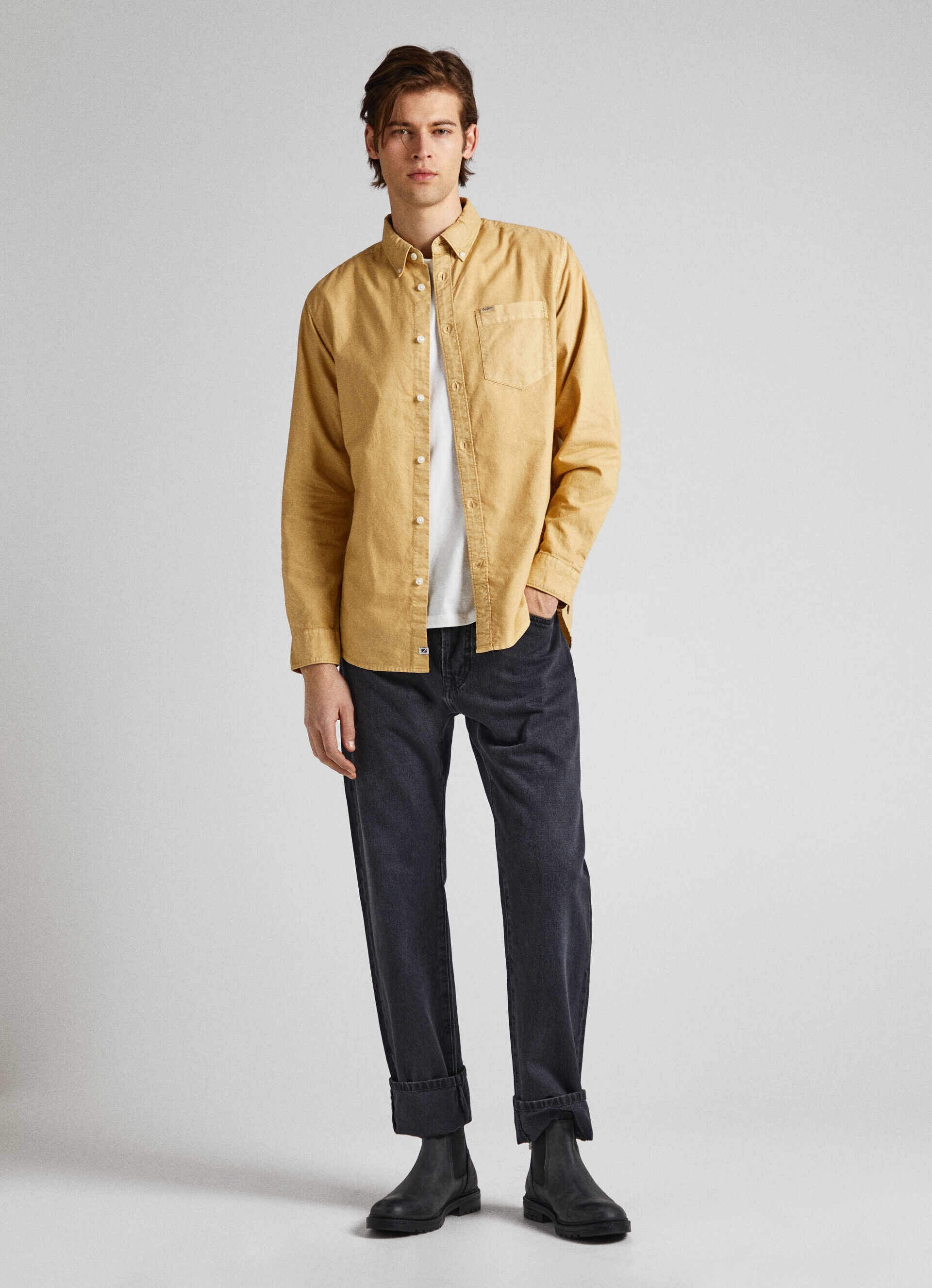 Camisa Oxford de corte regular - amarelo siena
