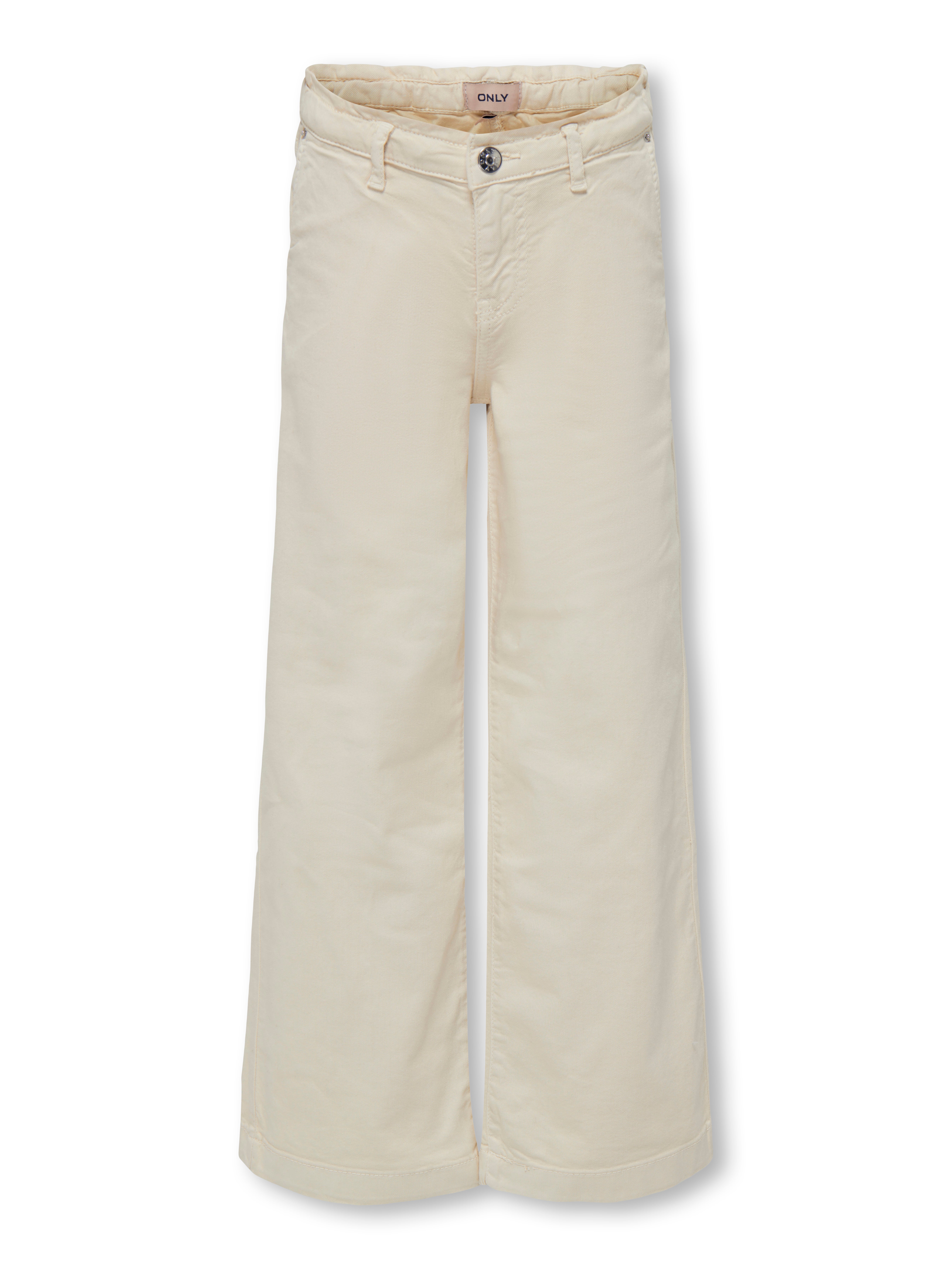 KOGNEW Mittlere Taille Verkürzt Hose mit weitem Beinschnitt Ecru