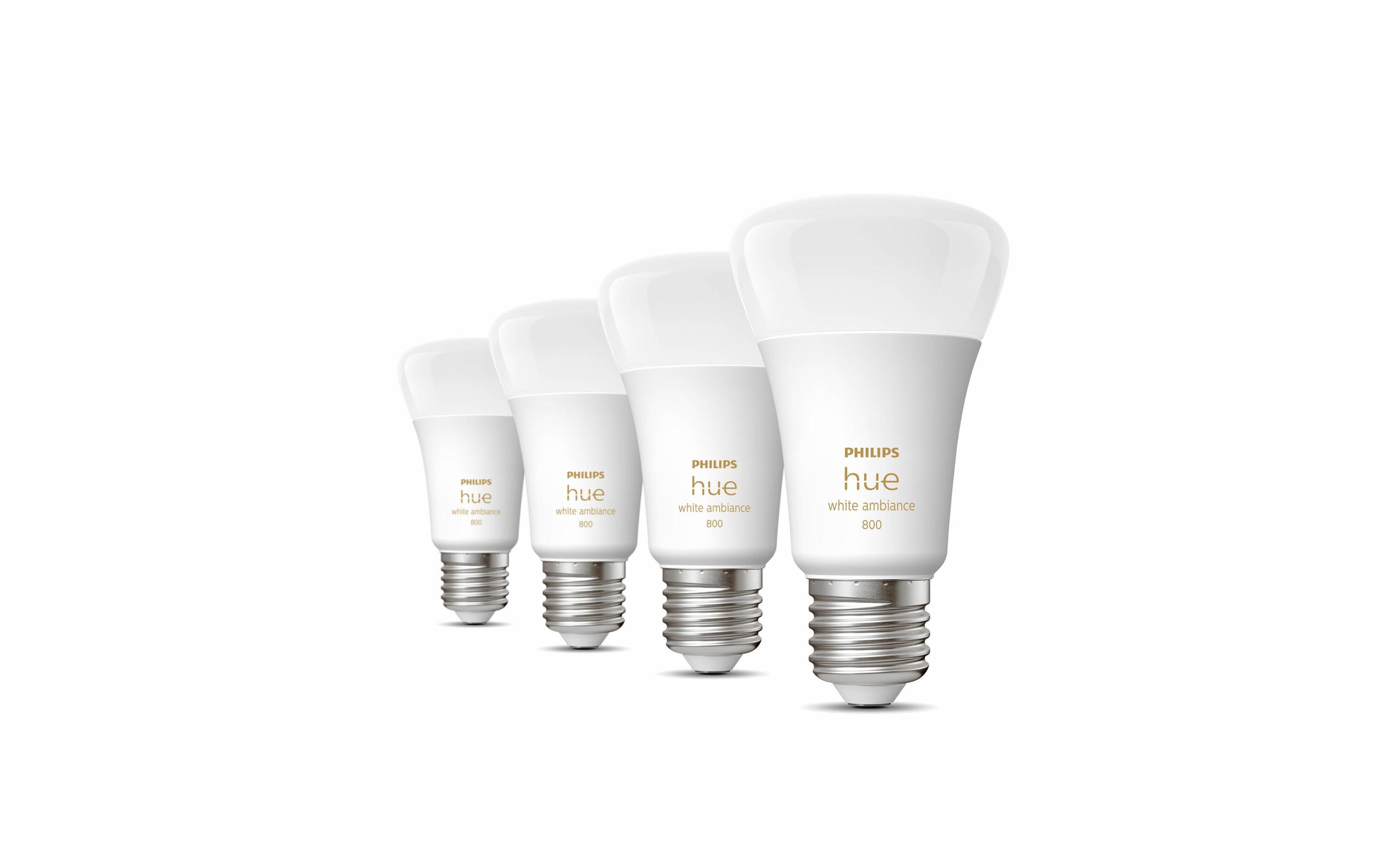 Leuchtmittel White Ambiance E27 Viererpack 4 x 570 lmPer Bluetooth steuerbares Hue E27-Leuchtmittel
