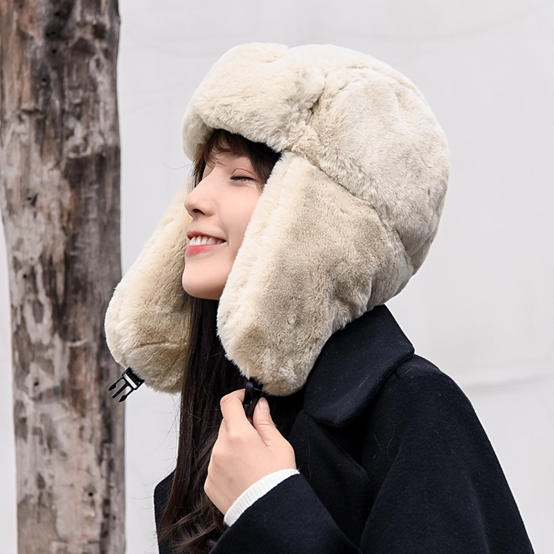 Unisex Fliegermütze Plüsch Pilotenmütze Winter Mütze (One Size) - Braun