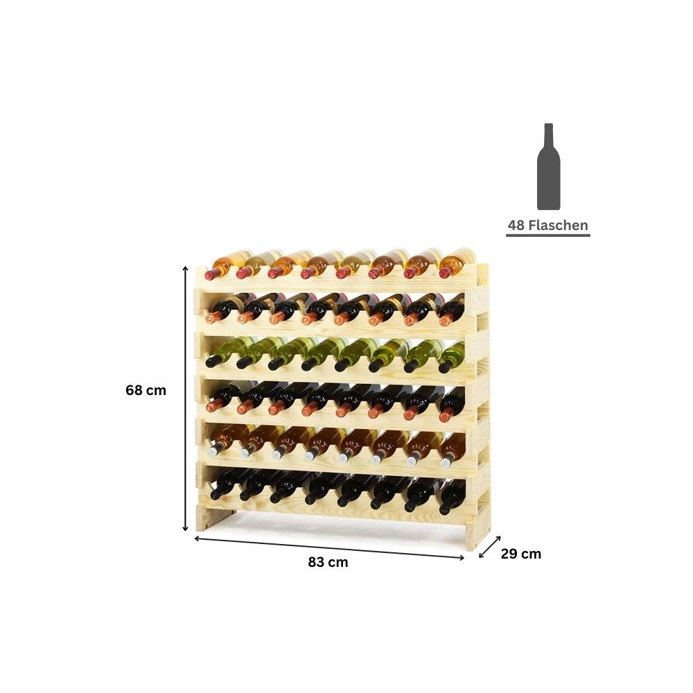 PROREGAL Wijnrek Vinoteca Flex HxBxD 68 x 83 x 29 cm 48 Flessen Massief grenenhout Natuurlijk Onbehandeld
