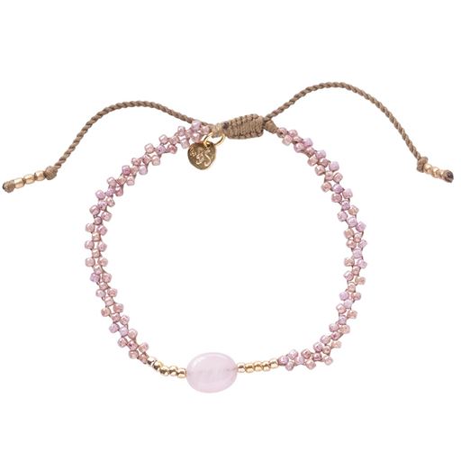 A Beautiful Story Emotion Armbånd, Rose Quartz, 16-22 cm