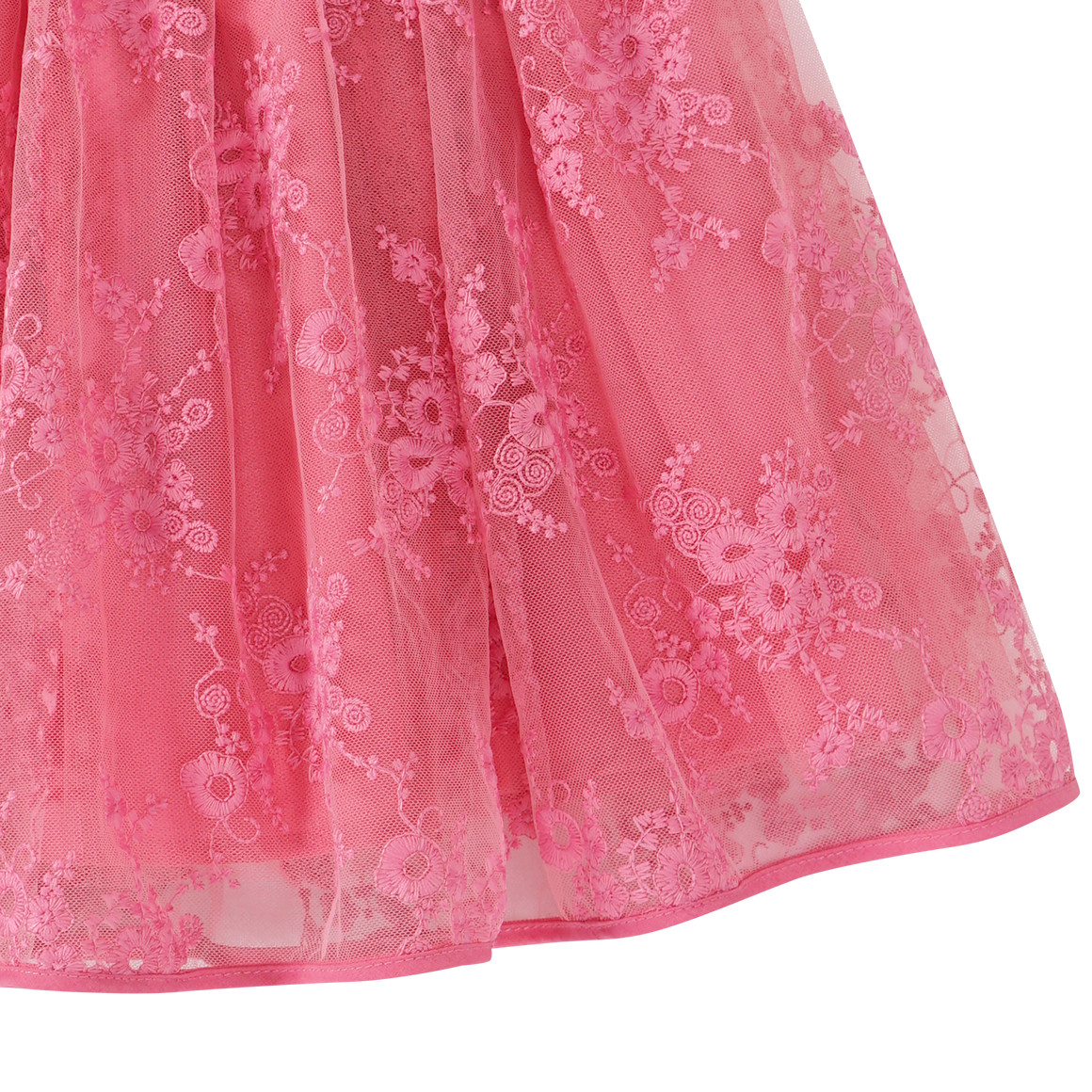 Yigga Mädchen Tüllrock mit floraler Stickerei pink