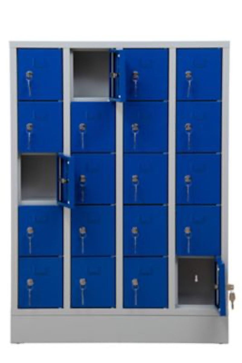 PROREGAL Seagull Lockerkast met 20 compartimenten, afmetingen (H x B x D): 110 x 80 x 15 cm, grijsblauw