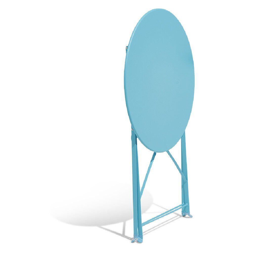 Table de jardin ronde RIO pliante 2 personnes métal bleu