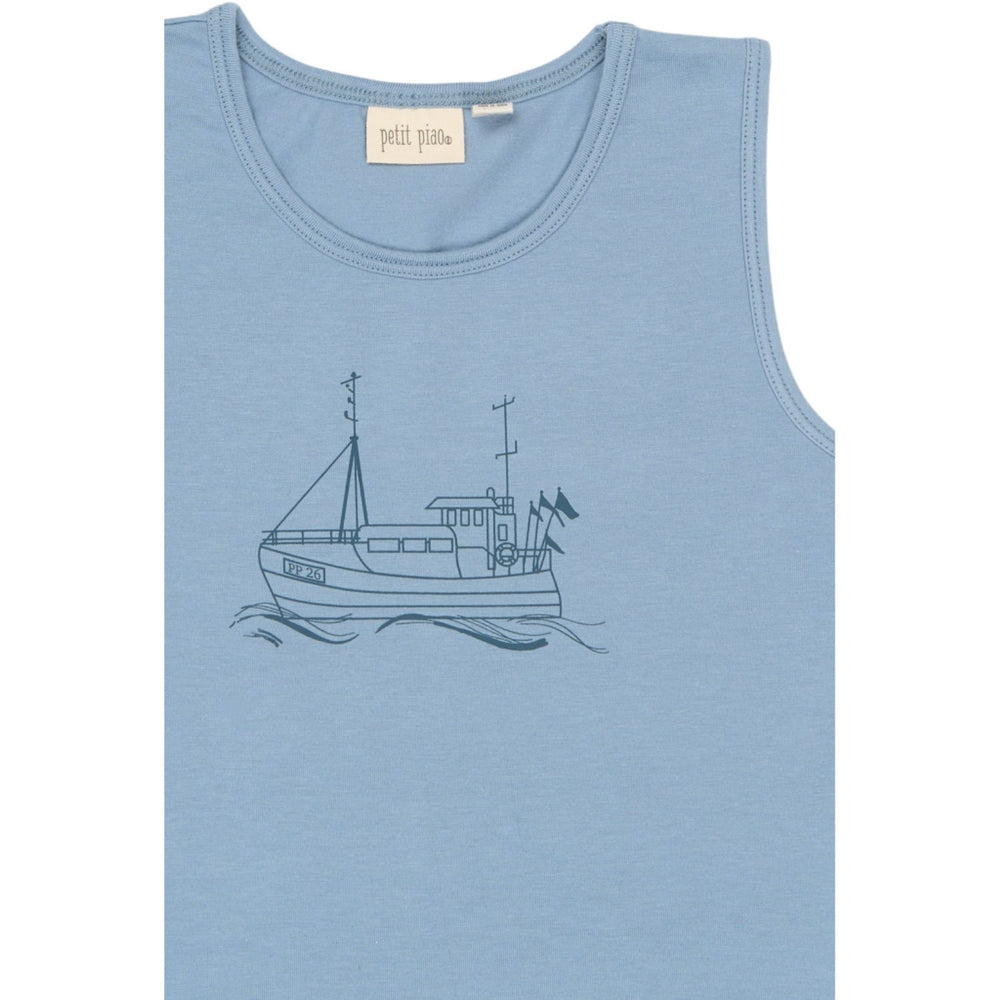 Køb Petit Piao Illusion Blue Boat AOP PPStar Boys Undertrøje 2-pack