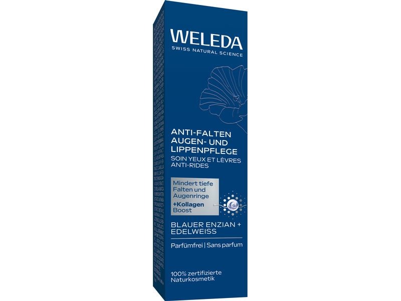 WELEDA Augen- und Lippenpflege Blauer Enzian und Edelweiss Natürliche Augenpflege reduziert Falten, Augenringe, Tränensäcke und Schwellungen