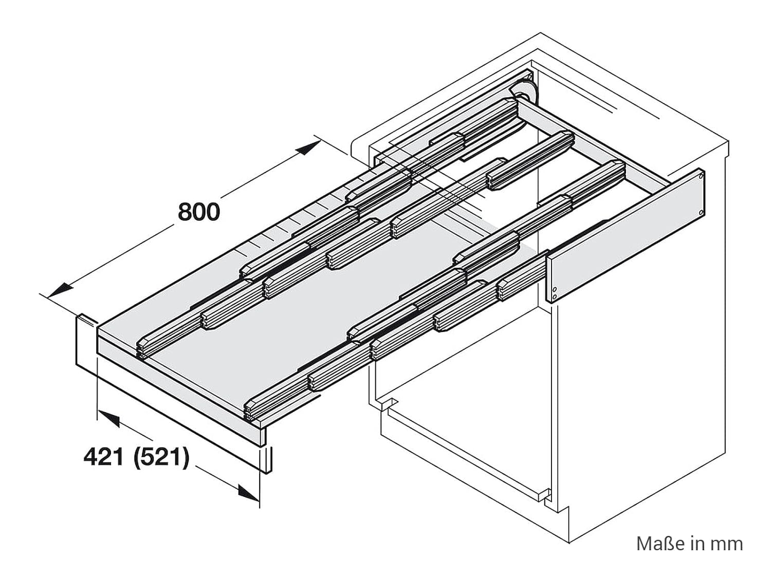 Hailo Auszugtisch 3845601 | Rapid 60 Ausziehtisch stufenlos | für 60cm Schrankbreite und Schubkastenblende | Dekor WEISS