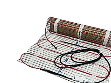 DEVImat 150T (150W/m²) varmemåtte 3,5 mm, 750W 5M² 0,5X10M 230V, selvklæbende til både total- og komfortopvarmning